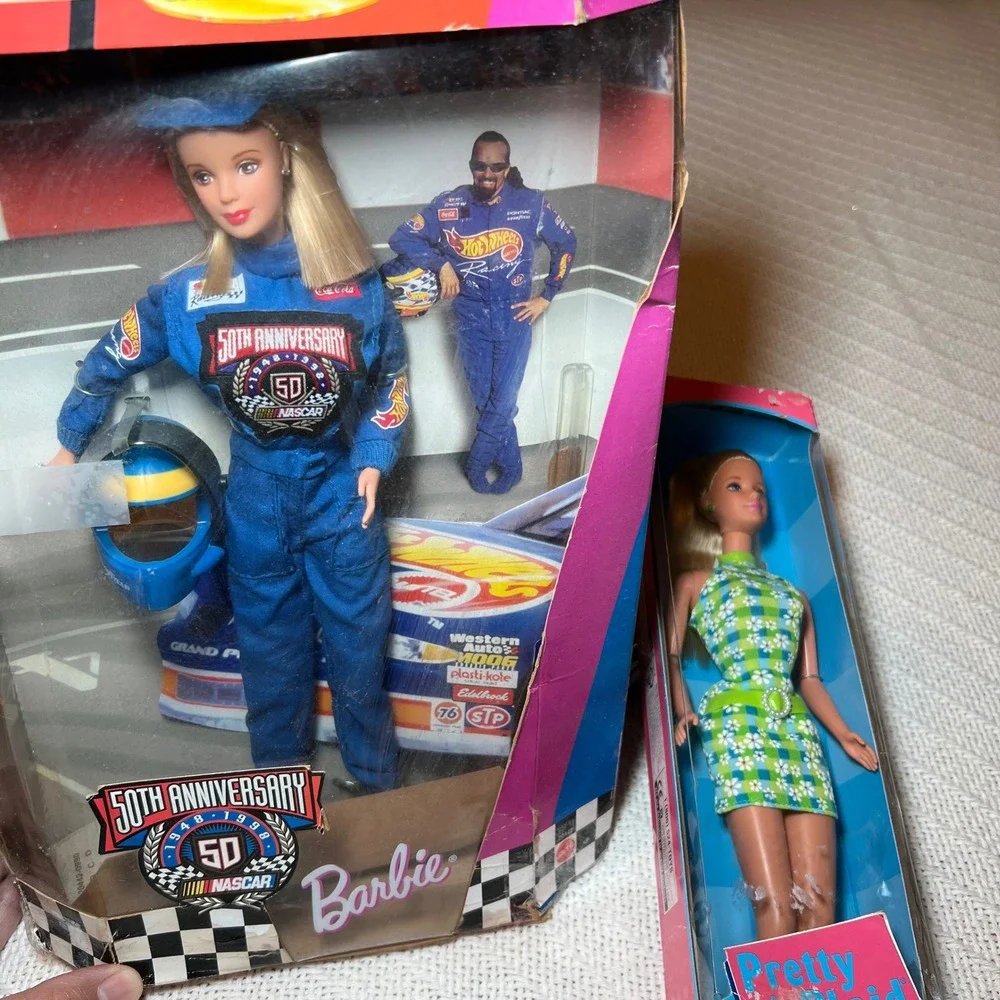 Vintage 1998 Barbie Lot NASCAR 50th Anniversary & Pretty in Plaid Dolls NIB